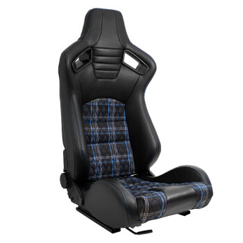 Sportsitz GT - Schwarz Kunstleder + Stoff in Blau...