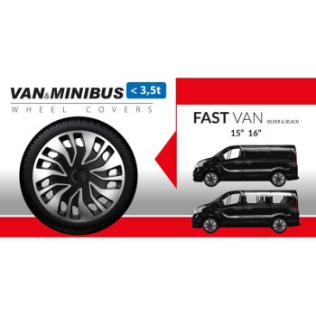 Satz Radzierblenden Fast-VAN 15-Zoll Silber/Schwarz...