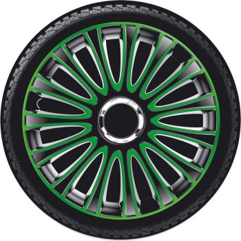 Satz Radzierblenden LeMans 15-Zoll Schwarz/Gr&uuml;n