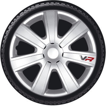 Satz Radzierblenden VR 14-Zoll Silber/Karbon-Look/Logo