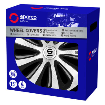 Satz Sparco Radzierblenden Sicilia 16-Zoll Silber/Schwarz/Karbon