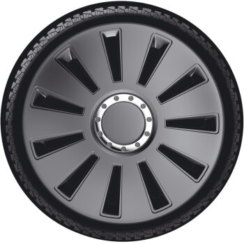 Satz Radzierblenden Silverstone Pro 13-Zoll Gun-Metal + Chrom Ringe