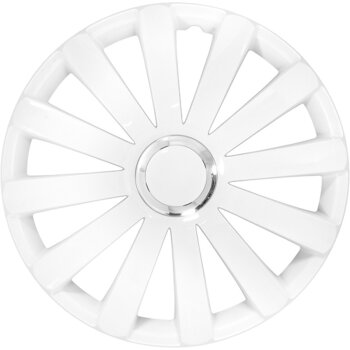 Satz Radzierblenden Spyder 13-Zoll Wei&szlig; + Chrom Ringe