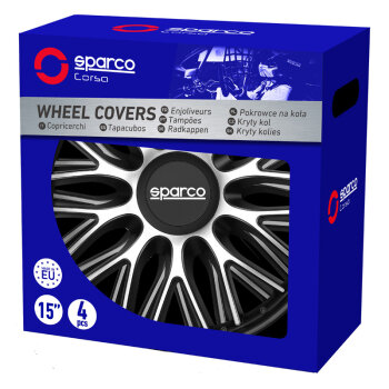 Satz Sparco Radzierblenden Roma 13-Zoll Silber/Schwarz