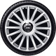 Satz J-Tec Radzierblenden Grand Prix SR 14-Zoll Silber + Chrom Ringe
