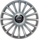 Satz J-Tec Radzierblenden Grand Prix SR 14-Zoll Silber + Chrom Ringe