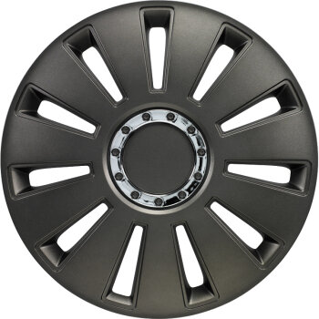 Satz Radzierblenden Silverstone Pro 13-Zoll Gun-Metal + Chrom Ringe