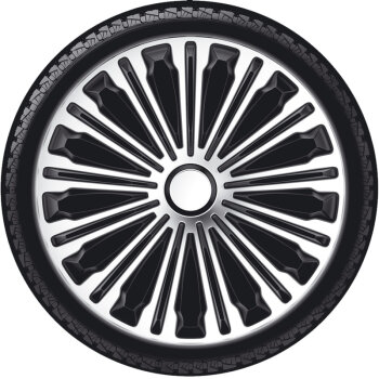 Satz Radzierblenden Volante 14-Zoll Silber/Schwarz