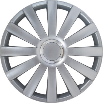 Satz Radzierblenden Spyder 16-Zoll Silber + Chrom Ringe