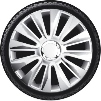 Satz Radzierblenden Avalone Pro 13-Zoll Silber + Chrom Ringe