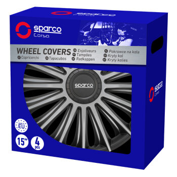 Satz Sparco Radzierblenden Treviso 13-Zoll Schwarz/Silber