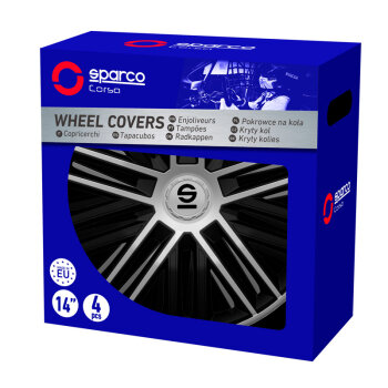 Satz Sparco Radzierblenden Bergamo 14-Zoll Schwarz/Silber
