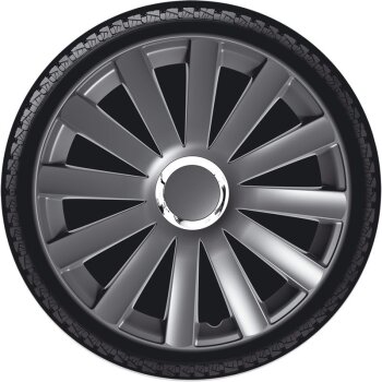 Satz Radzierblenden Spyder 16-Zoll Gun-Metal + Chrom Ringe