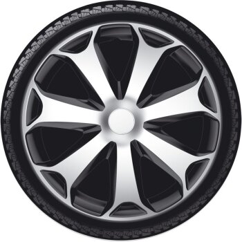 Satz Radzierblenden Mega 13-Zoll Silber/Schwarz