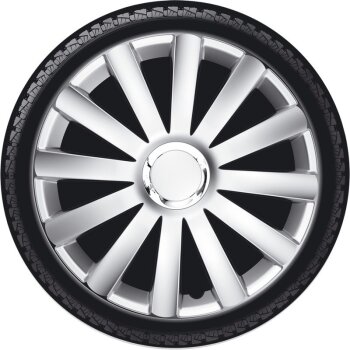 Satz Radzierblenden Spyder 17-Zoll Silber + Chrom Ringe