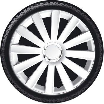 Satz Radzierblenden Spyder 16-Zoll Wei&szlig; + Chrom Ringe