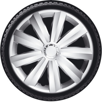 Satz Radzierblenden Venture Pro 14-Zoll Silber + Chrom Ringe (Nylon)