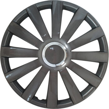 Satz Radzierblenden Spyder 14-Zoll Gun-Metal + Chrom Ringe