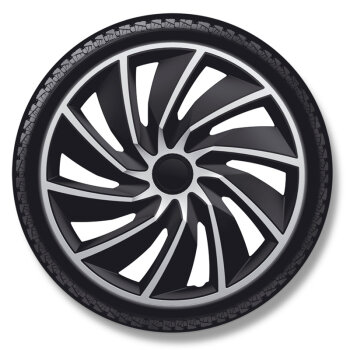Satz Radzierblenden Turbo 14-Zoll Silber/Schwarz