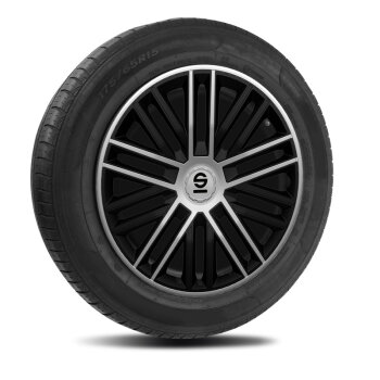 Satz Sparco Radzierblenden Bergamo 16-Zoll Schwarz/Silber