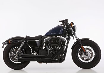 FALCON Double Groove Komplettanlage mit Kat Komplettanlage (2-2) f&uuml;r HARLEY DAVIDSON SPORTSTER XL 1200T Super Low XL1200T 1202 ccm Bj. 2014-2016