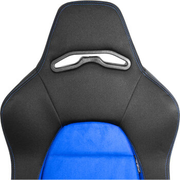 Sportsitz Eco Soft - Schwarz/Blau - Doppelseitig Verstellbare R&uuml;ckenlehne - inkl. Laufschienen