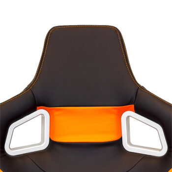 Sportsitz RS6-II - Matt-Schwarz/Orange Kunstleder - Doppelseitig Verstellbare R&uuml;ckenlehne - inkl. Laufschienen
