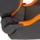 Sportsitz RS6-II - Matt-Schwarz/Orange Kunstleder - Doppelseitig Verstellbare R&uuml;ckenlehne - inkl. Laufschienen